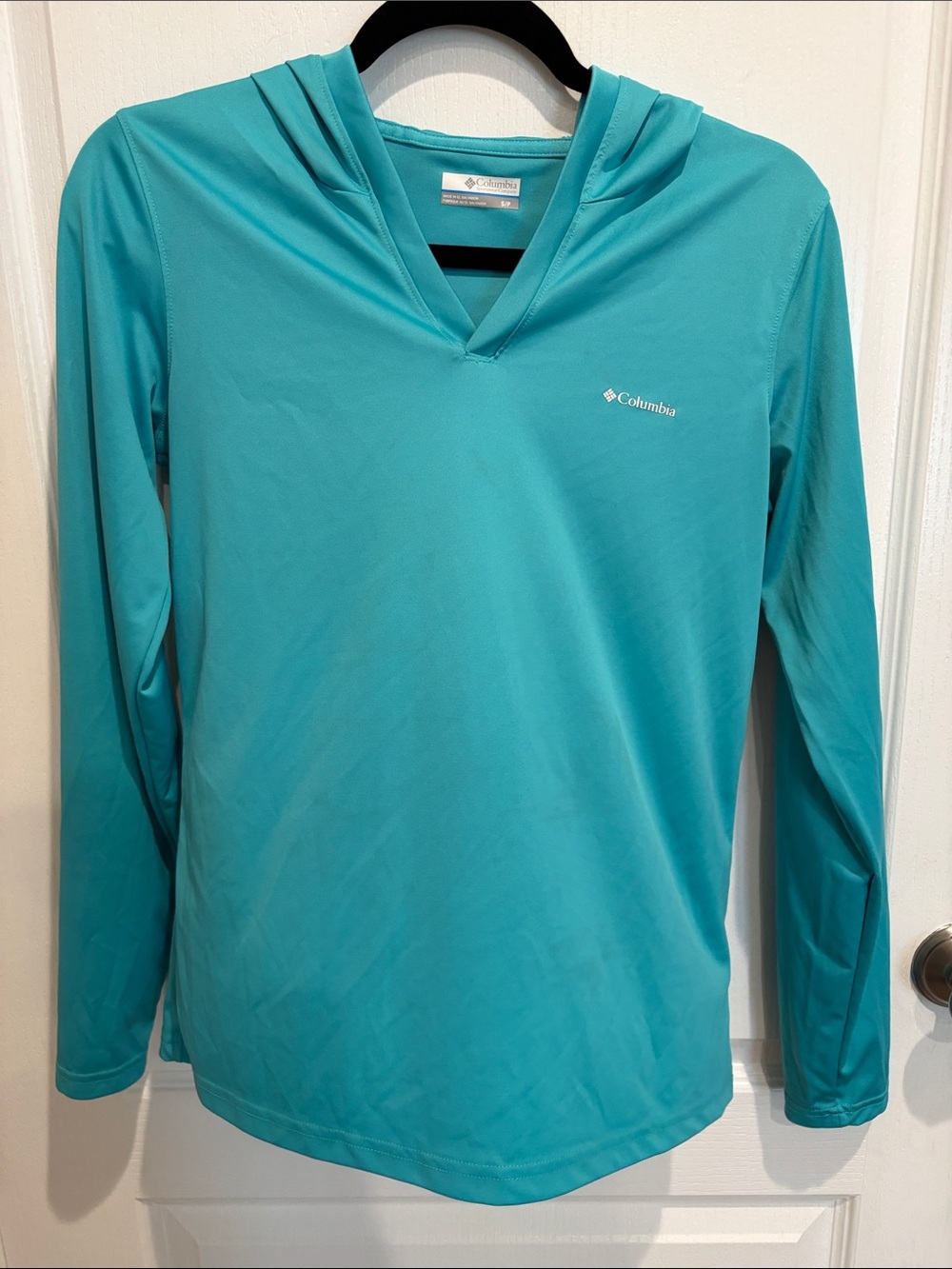 Columbia Hooded Long-Sleeve Swim Top - Aqua Blue